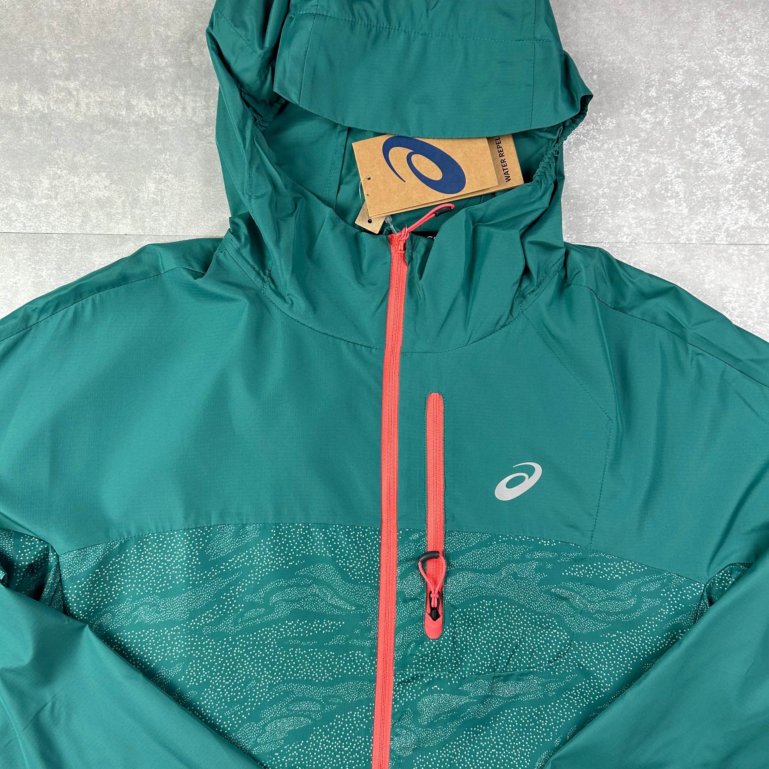 Asics fuji trail packable wind-runner jacket turqoise