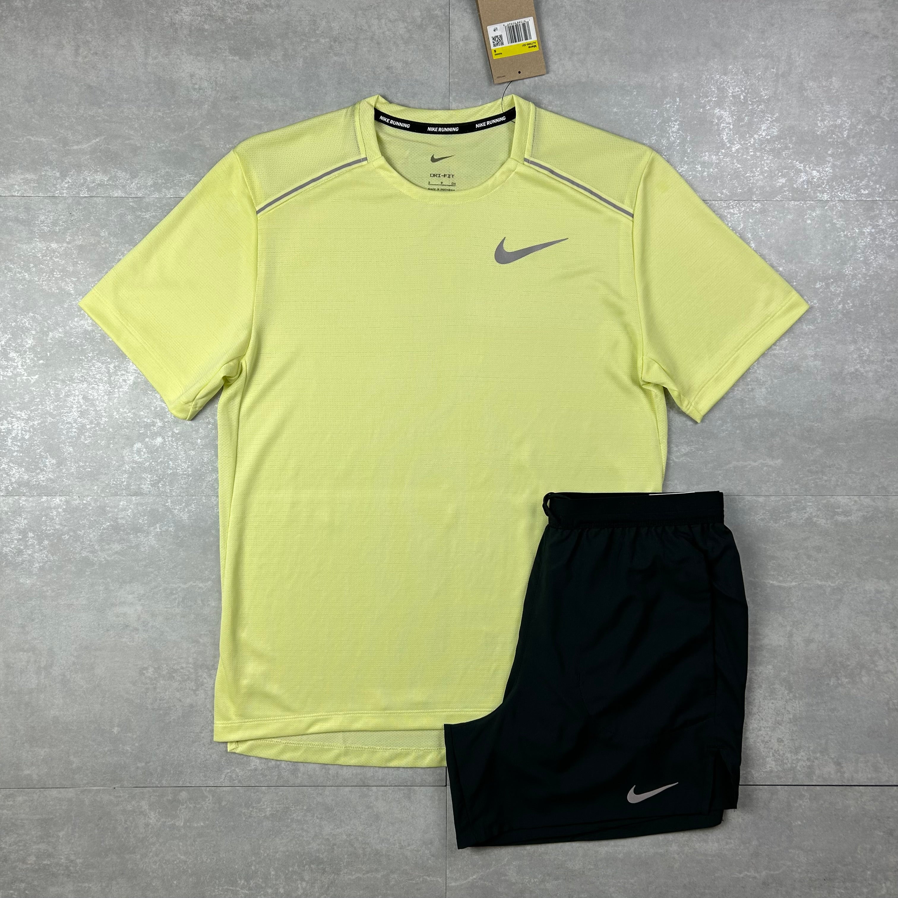 Nike men’s miler 1.0 set luminous green/black