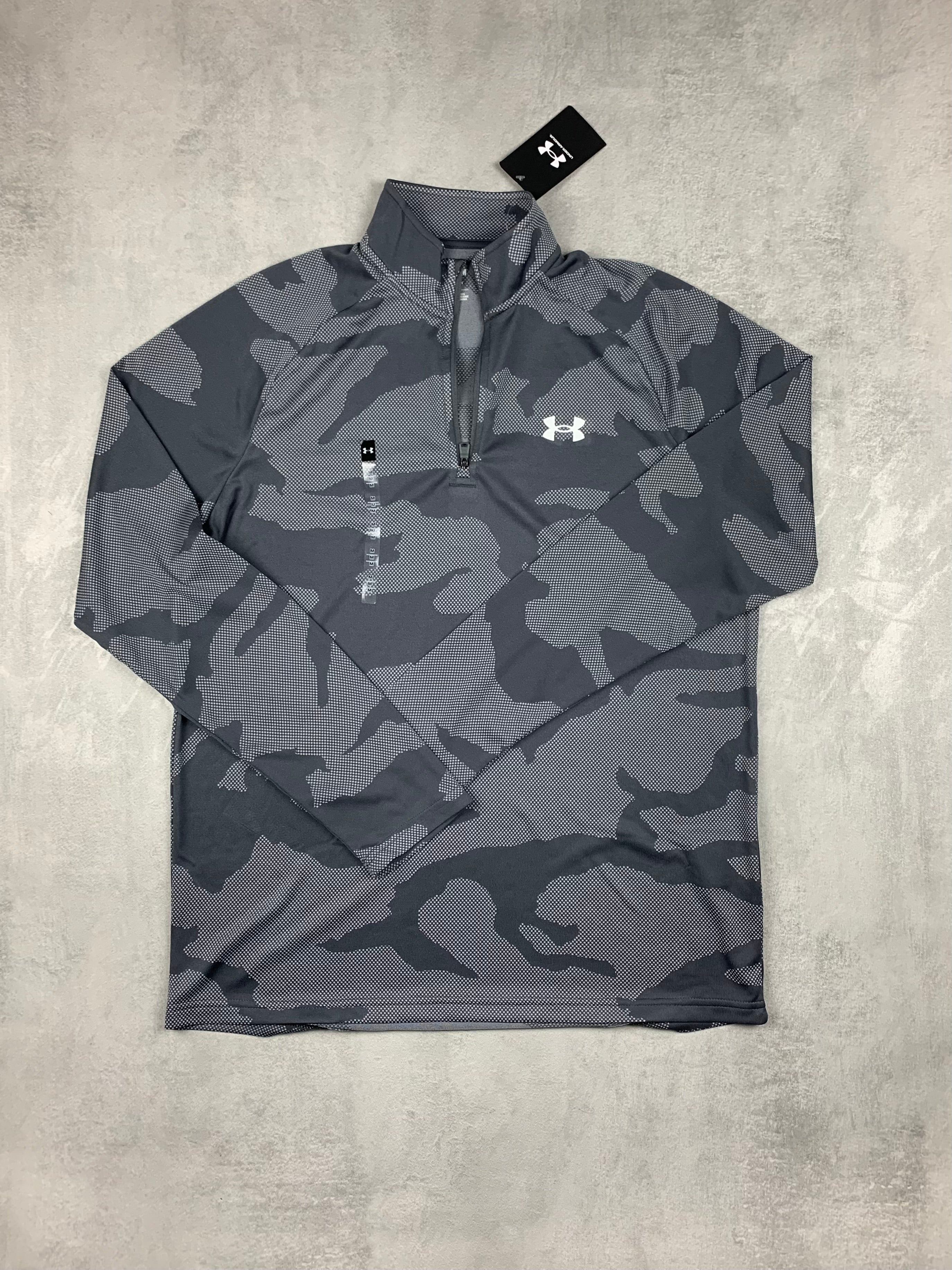 under armour jacquard camo half zip black grey