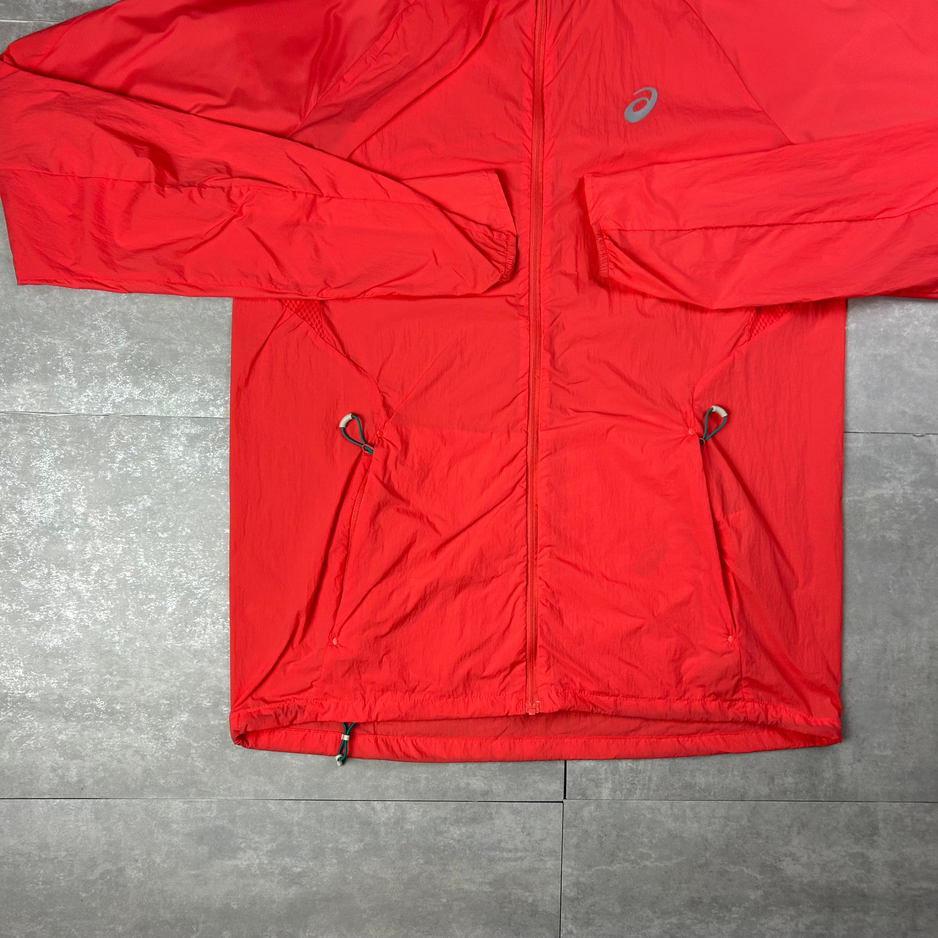 Asics road windrunner jacket coral red