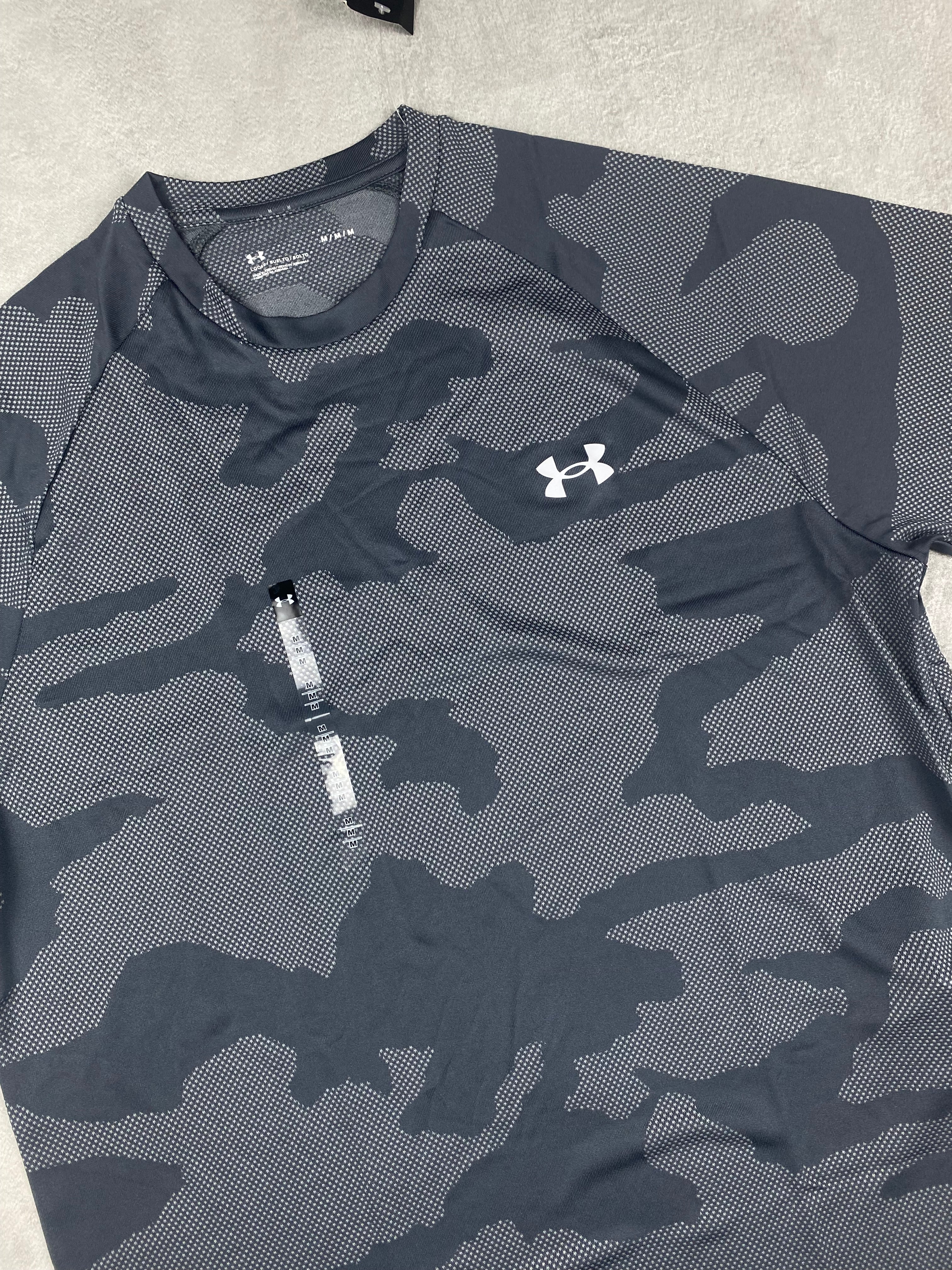 Under Armour Men's UA Velocity camo Jacquard Short Sleeve t shirt grey