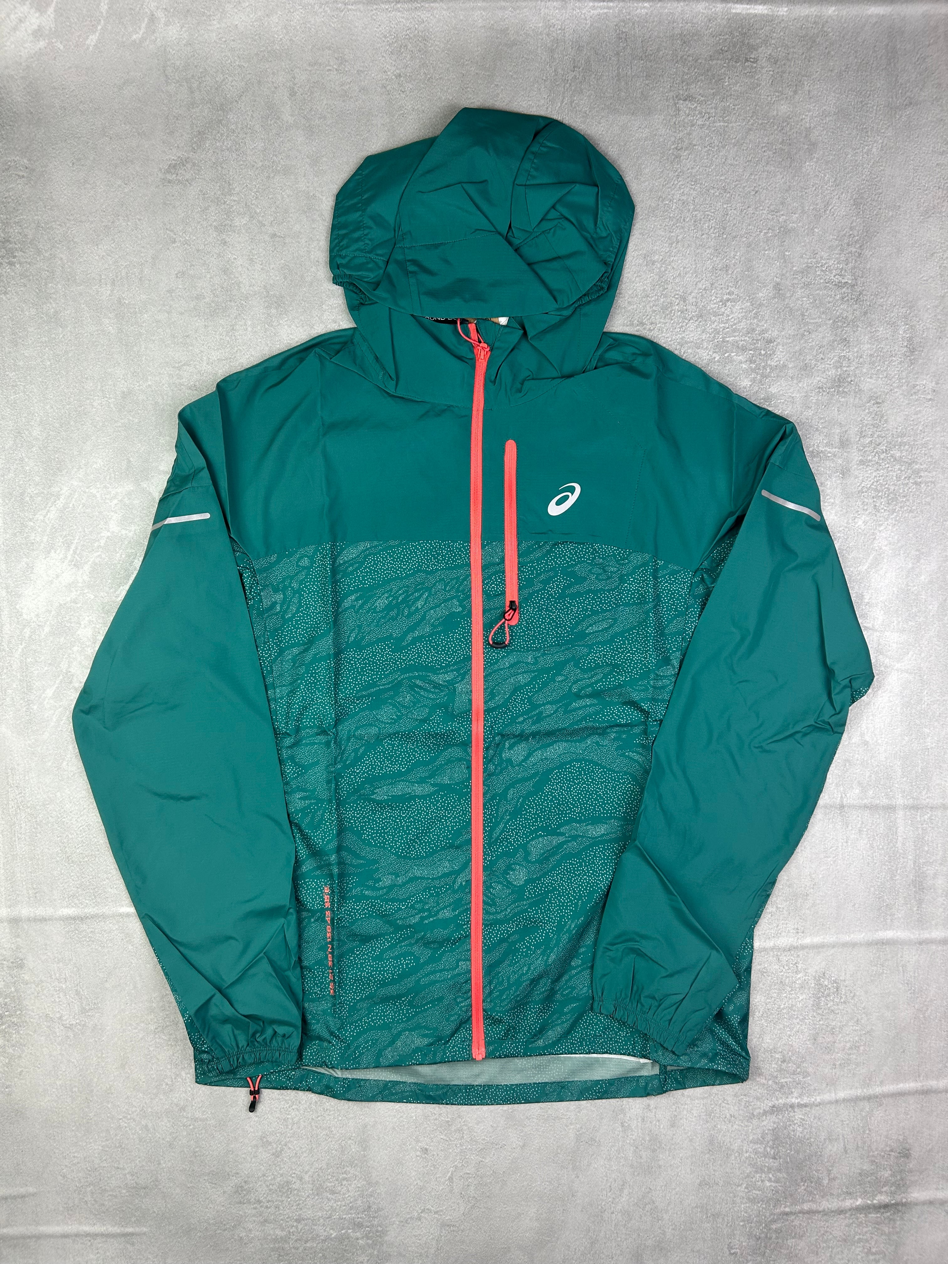 Asics fuji trail packable wind-runner jacket turqoise