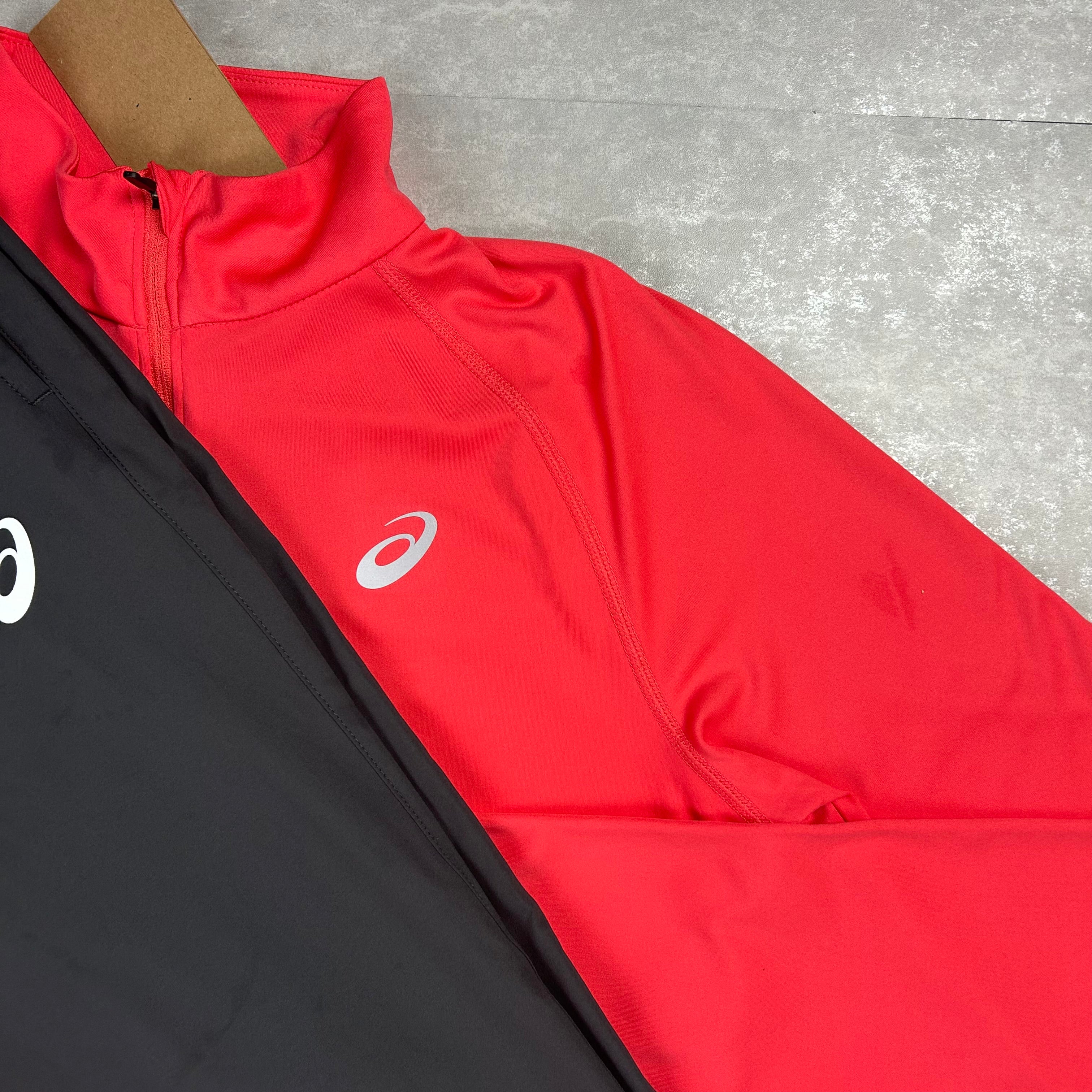 Asics sport run tracksuit set red/grey