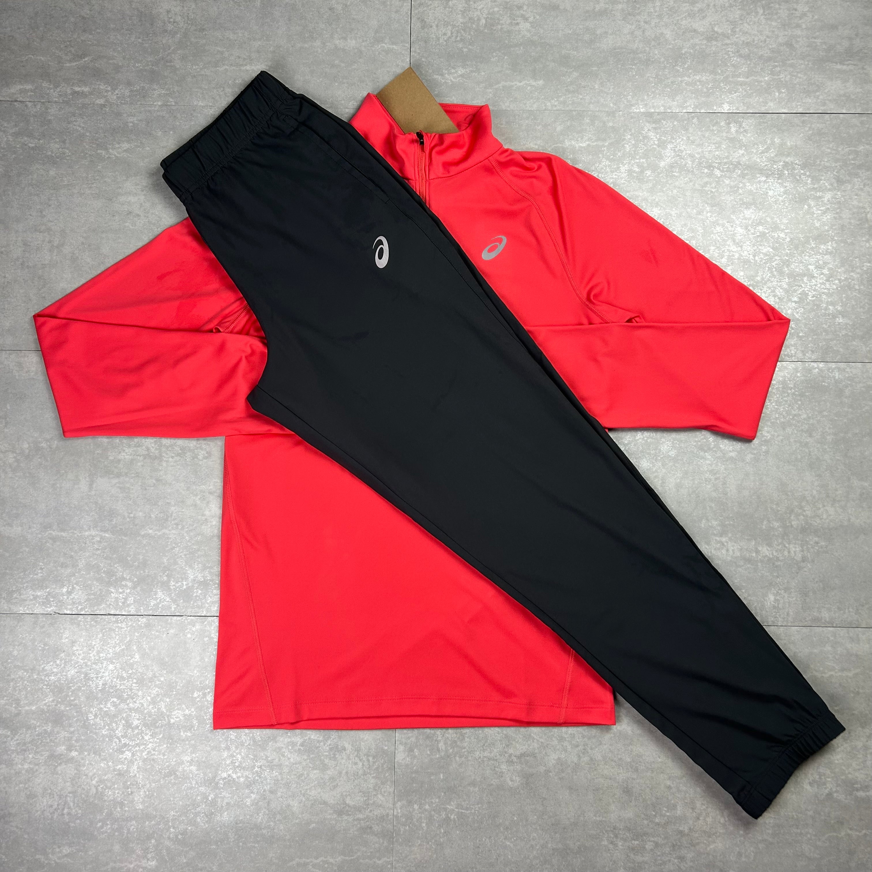 Asics sport run tracksuit set red/grey