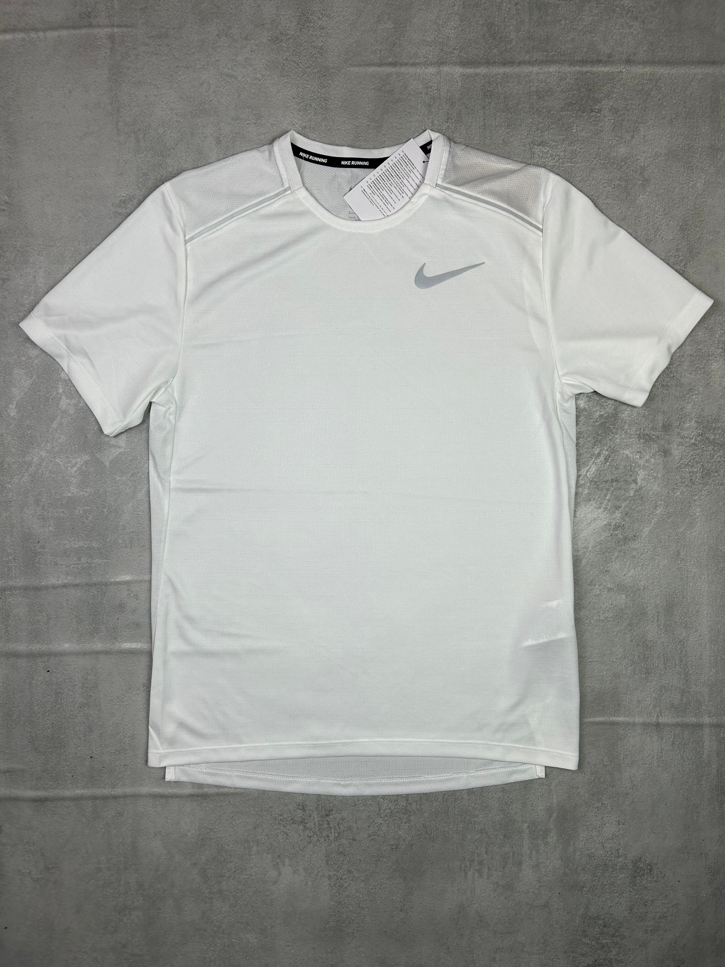 nike white miler 1.0 t shirt