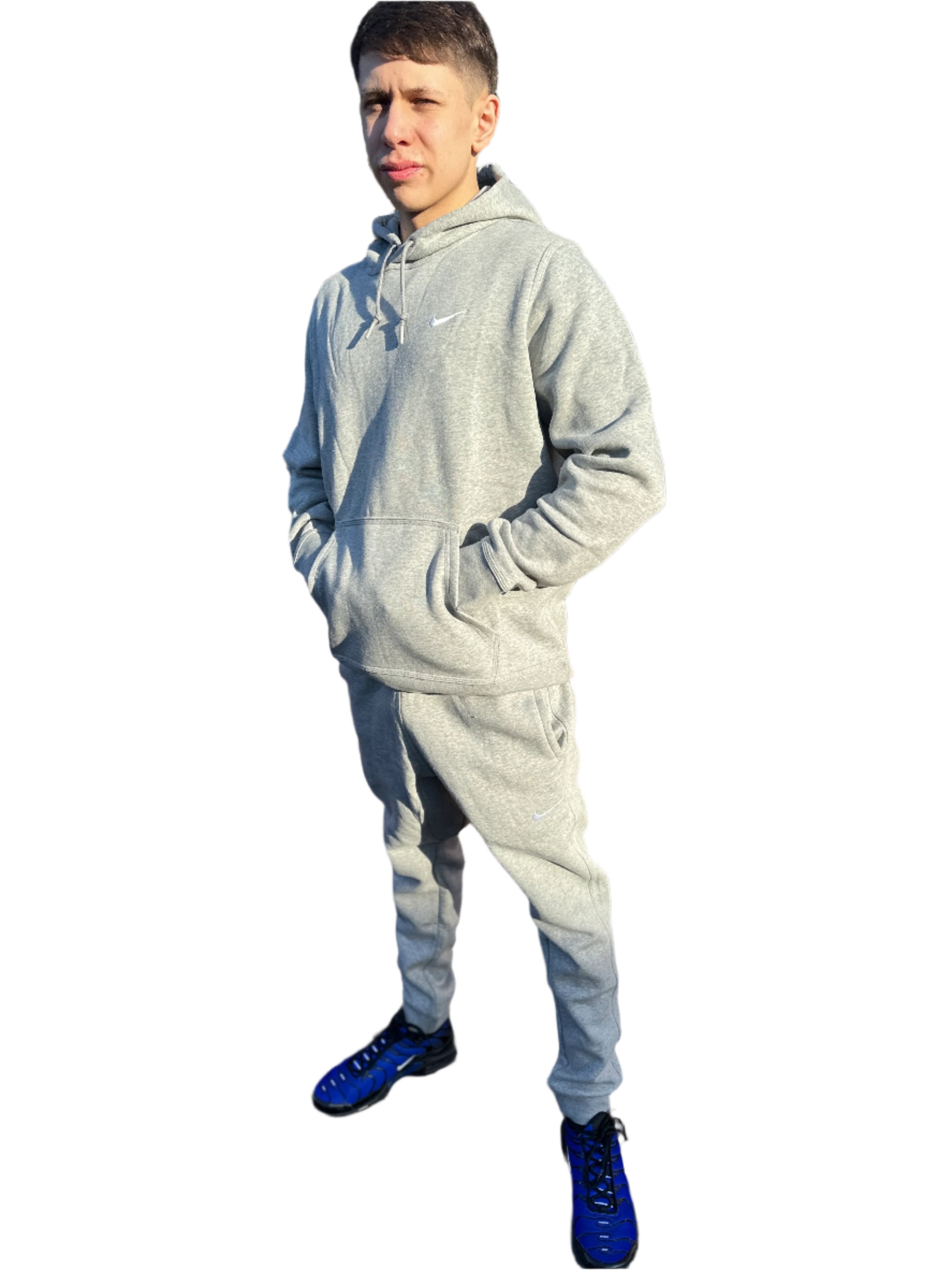 nike club fleece tracksuit set grey