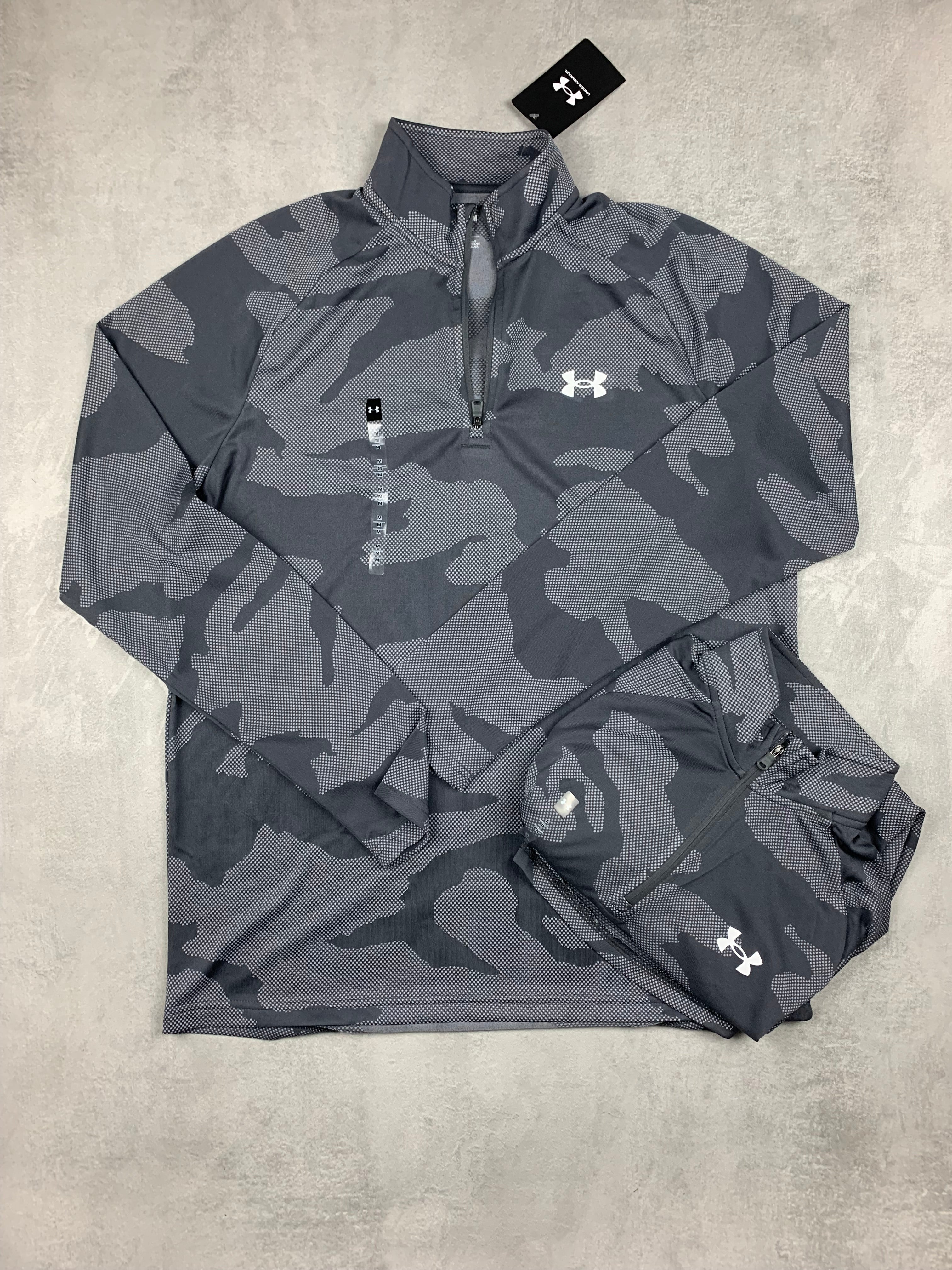 under armour jacquard camo half zip black/grey