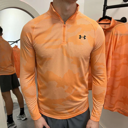 under armour jacquard camo half zip orange