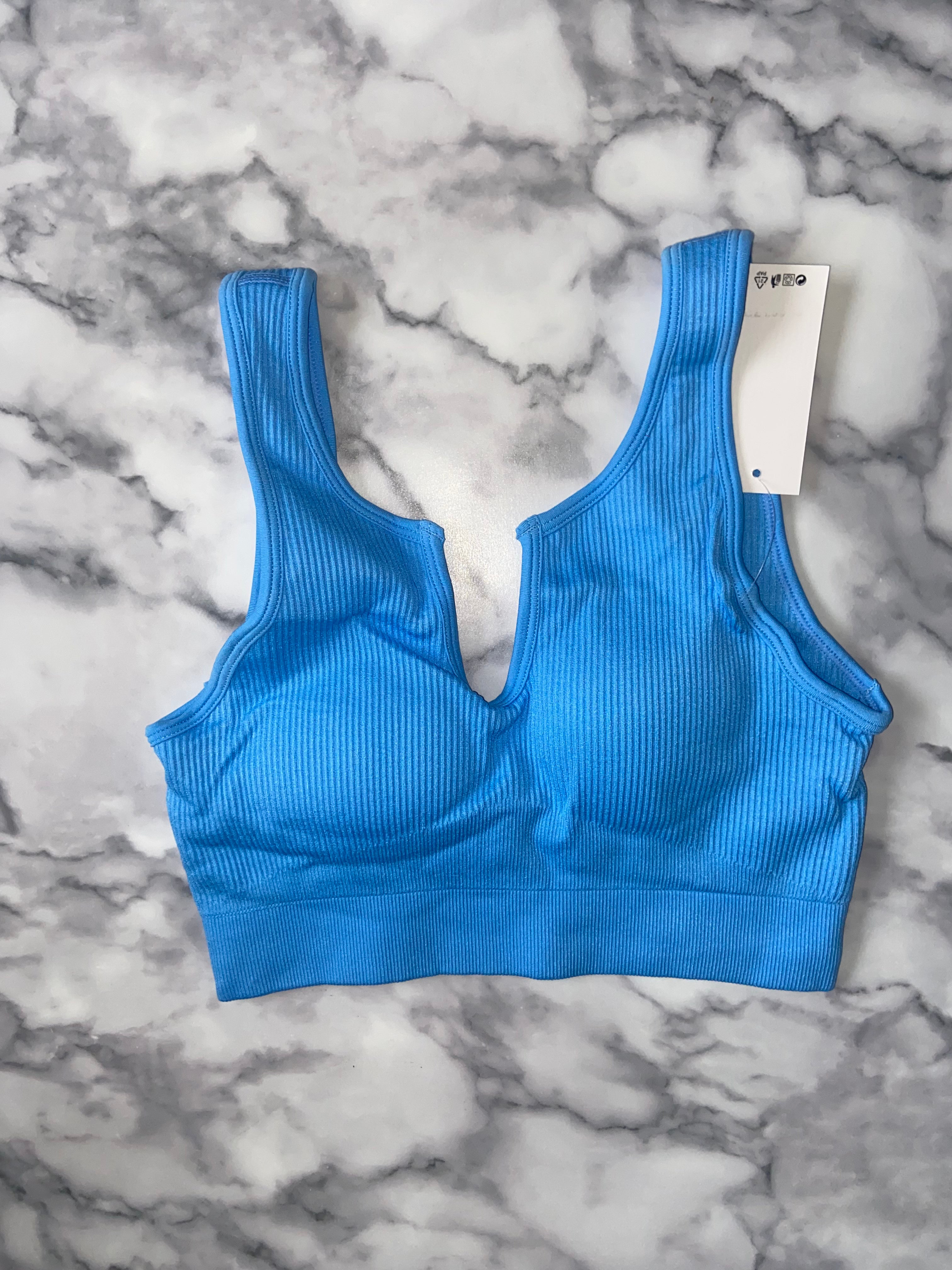 Baby blue top sports bra